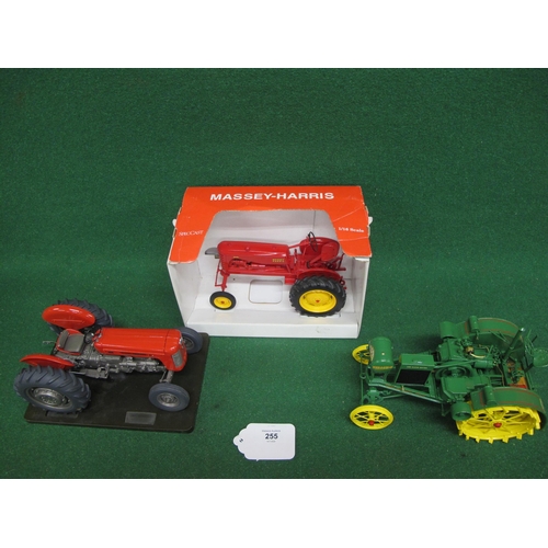 255 - Three 1:16 scale detailed metal and plastic tractor models to comprise: Massey Harris Mustang made f... 