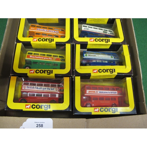 258 - Eleven boxed 1980's Corgi 469 Routemaster buses with eleven different liveries and/or advertisements