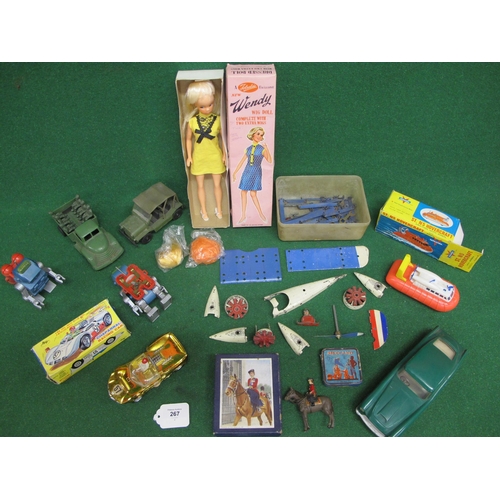 267 - Mixed lot to comprise: parts from a Meccano Aeroplane Constructor set, Telsada Wendy Wig doll and Ho... 