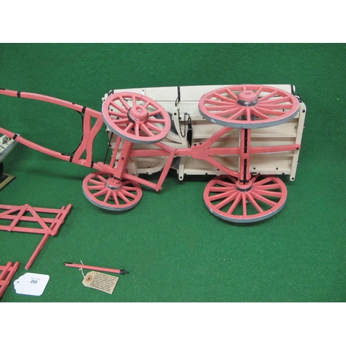 269 - 1/8th scale wooden model of an Essex four wheel horse drawn wagon complete with hay ladders, wheel c... 