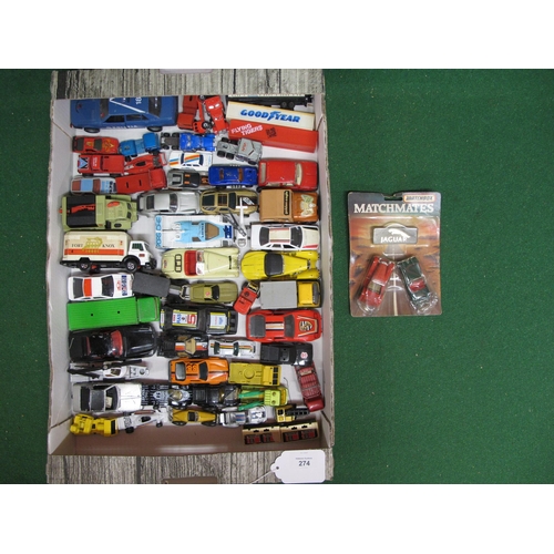 274 - Quantity of loose and playworn diecast and plastic vehicles from Polistil, Matchbox, Corgi, Solido e... 