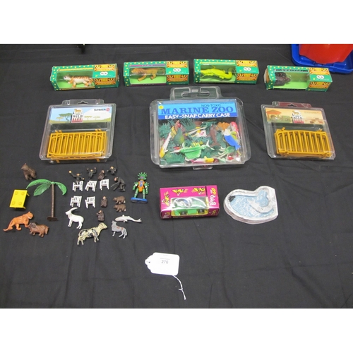 276 - Fisher Price Music Box TV (working), box of wooden building bricks, four PG Tips Endangered Animals,... 