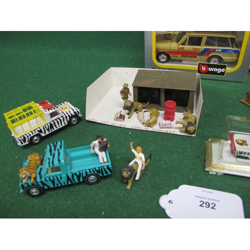 292 - Quantity of boxed and loose zoo and safari themed diecast vehicles from Corgi, Matchbox, Burago and ... 