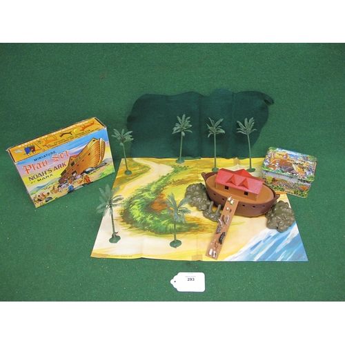 293 - Boxed Marx plastic Noah's Ark playset with paper playmat, palm trees and boulders together with an a... 