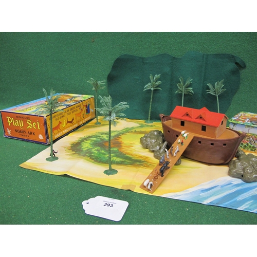 293 - Boxed Marx plastic Noah's Ark playset with paper playmat, palm trees and boulders together with an a... 