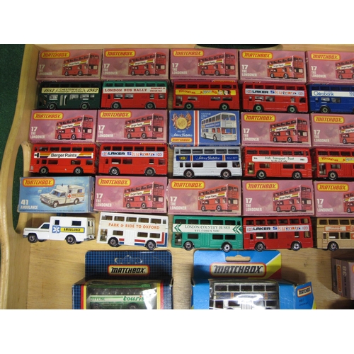 305 - Twenty one boxed Matchbox Superfast vehicles mostly No. 17 Daimler Fleetloine in many liveries and a... 