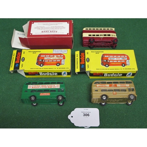 306 - Two boxed Budgie diecast collectors Routemasters to comprise: one in green livery for The London Bus... 