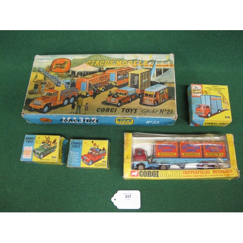 317 - Four boxed Corgi Chipperfields Circus vehicles to comprise: Gift Set No. 23 with polar bears, lions ... 