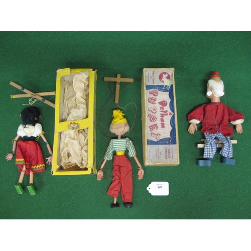 320 - Two Pelham Puppets with boxes to comprise: SS3 Gypsy Girl and LS Boy together with a loose puppet of... 