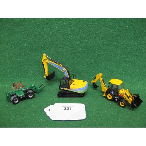 321 - Three 1:76 scale (OO) Oxford diecast Construction Series boxed models of a Clancy Plant JCB loadall,... 