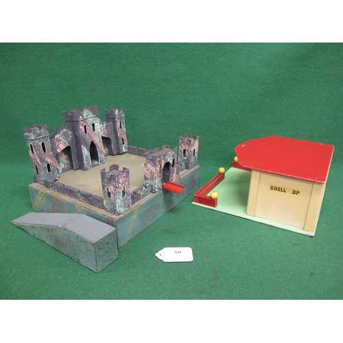 324 - Possibly Triang wood, card and metal model fort which assembles on its own - 14.5