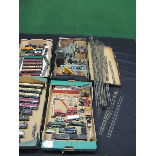 345 - Three boxes and a suitcase of mostly Triang OO scale items to include: two 4-6-2 Princess tender loc... 