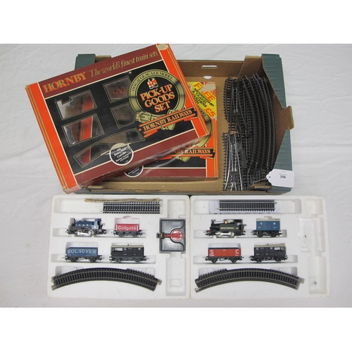 356 - Two boxed Made in England Hornby OO scale Pick Up Goods sets now containing Caledonian Railway 0-4-0... 