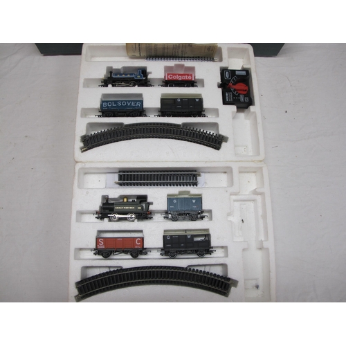 356 - Two boxed Made in England Hornby OO scale Pick Up Goods sets now containing Caledonian Railway 0-4-0... 