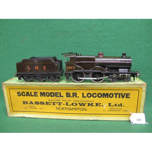 360 - Bassett-Lowke O gauge post-war 1948-1950 Compound 4-4-0 tender locomotive No. 1063 in lined LMS brow... 