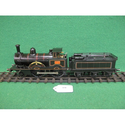 374 - Gauge 1 live steam spirit fired model of L&NWR Precursor Class (Jumbo) 2-4-0 tender locomotive No. 7... 