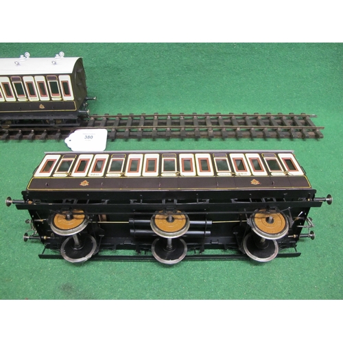 380 - Two all metal Gauge 1 Third Class five compartment six wheel carriages No's. 2004 and 2011 in L&NWR ... 