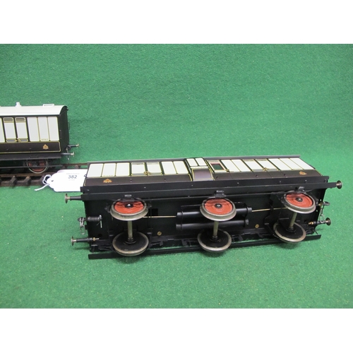 382 - Two all metal Gauge 1 L&NW Rly six wheel Guards/Brake/Parcels vans No's. 8067 and 8425 with side gua... 