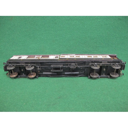 387 - Wood and metal Gauge 1 1st and 3rd Class corridor Clerestory coach No. 124 with door handles, hand r... 