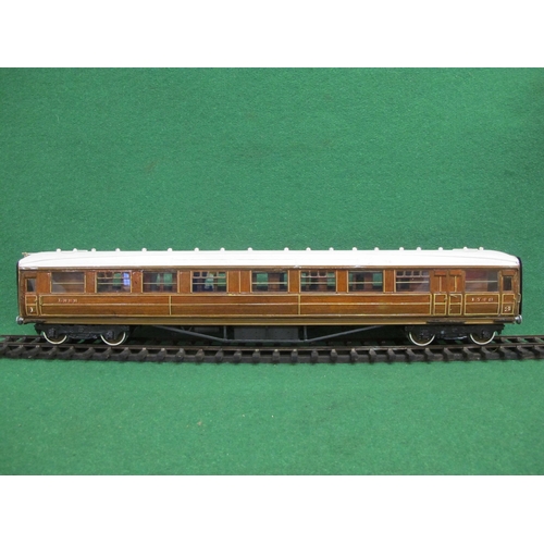 388 - Possibly Fred Newman Gauge 1 wood and metal model of a Gresley Teak LNER 1st and 3rd corridor coach ... 