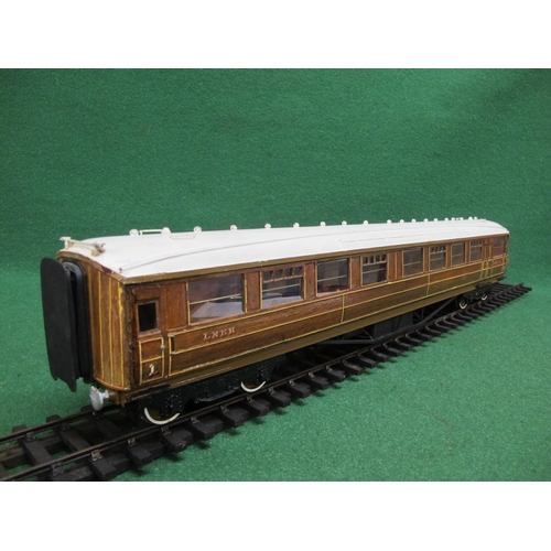 388 - Possibly Fred Newman Gauge 1 wood and metal model of a Gresley Teak LNER 1st and 3rd corridor coach ... 