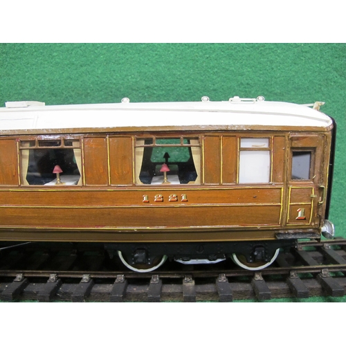 390 - Possibly Fred Newman Gauge 1 wood and metal model of a Gresley LNER Teak corridor 1st Class Restaura... 