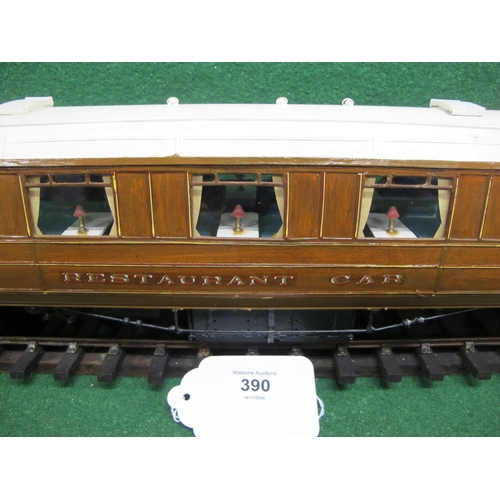 390 - Possibly Fred Newman Gauge 1 wood and metal model of a Gresley LNER Teak corridor 1st Class Restaura... 