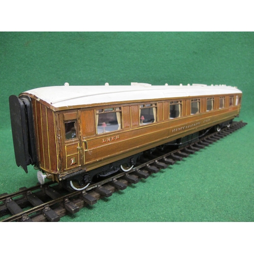 390 - Possibly Fred Newman Gauge 1 wood and metal model of a Gresley LNER Teak corridor 1st Class Restaura... 