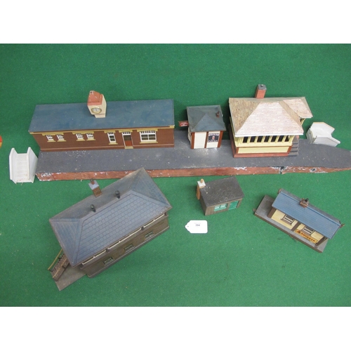 394 - Quantity of wooden, resin and plasticard buildings and platform section to accompany Gauge 1 trains ... 