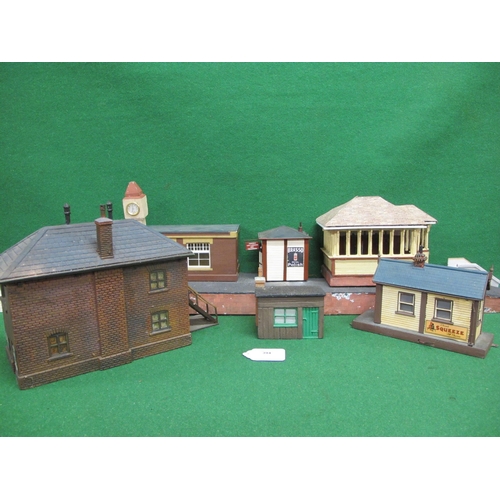 394 - Quantity of wooden, resin and plasticard buildings and platform section to accompany Gauge 1 trains ... 