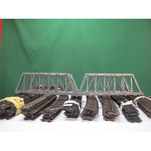 395 - Large quantity of Gauge 1 metal and wood track with straights, curves, straight & curved turnouts, d... 