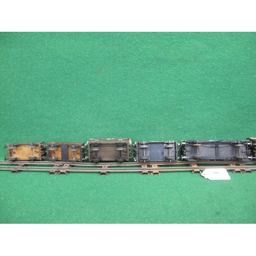 397 - Eight wood and metal O Gauge Southern Railway four wheeled Goods wagons including a Cattle wagon and... 