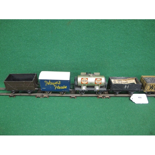 400 - Eight O Gauge wood and metal four wheel Goods wagons including Private owner, two Tank wagons and a ... 