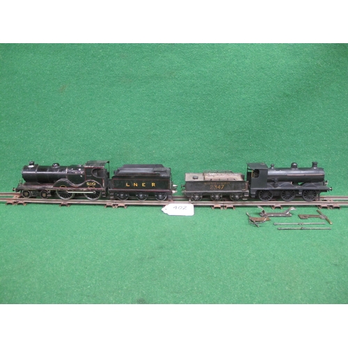 402 - Two O Gauge metal 3 Rail electric tender locomotives to comprise: 4-4-0 now painted in lined black a... 