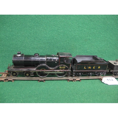 402 - Two O Gauge metal 3 Rail electric tender locomotives to comprise: 4-4-0 now painted in lined black a... 