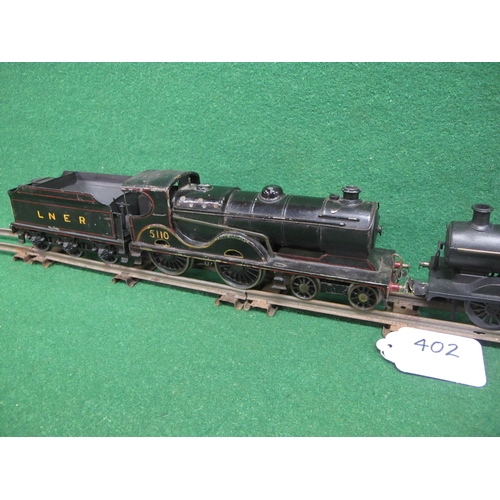 402 - Two O Gauge metal 3 Rail electric tender locomotives to comprise: 4-4-0 now painted in lined black a... 