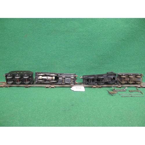 402 - Two O Gauge metal 3 Rail electric tender locomotives to comprise: 4-4-0 now painted in lined black a... 