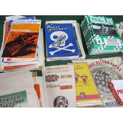 44 - Large quantity of Speedway memorabilia and books to include: flags/pennants, press cuttings and race... 