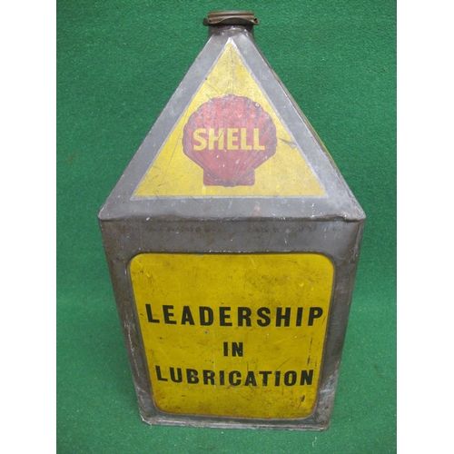 54 - Pyramid can with cap and both handles for Shell Lubricating Oil, Leadership In Lubrication featuring... 