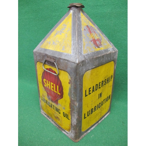 54 - Pyramid can with cap and both handles for Shell Lubricating Oil, Leadership In Lubrication featuring... 