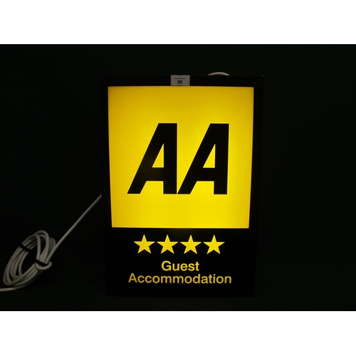 56 - AA 4 Star Guest Accommodation single sided lightbox of metal and Perspex construction - 13.5