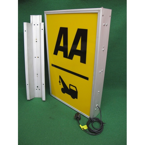 59 - Double sided light box featuring AA and a breakdown truck, of aluminium and Perspex construction wit... 