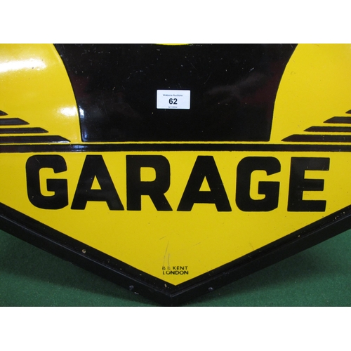 62 - Single sided enamel sign for AA Garage made by BB Kent, London in a restored frame with hanging hook... 