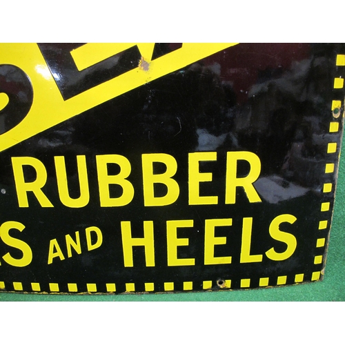 63 - Enamel advertising sign for Wear Always Sussex Rubber Soles And Heels, black and yellow - 36