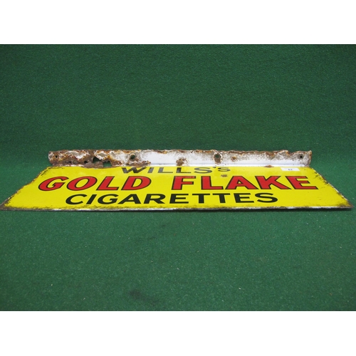 67 - Double sided enamel advertising sign for Wills's Gold Flake Cigarettes, black and red letters on a y... 