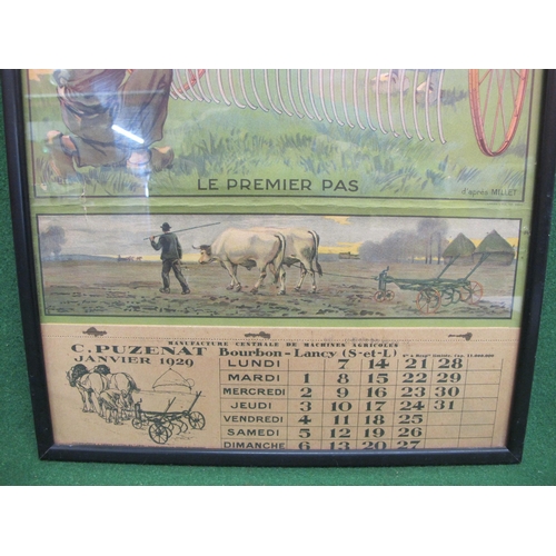 70 - 1919 original colour unused calendar poster for French Horse Drawn Equipment Manufacturer C Puzenat ... 