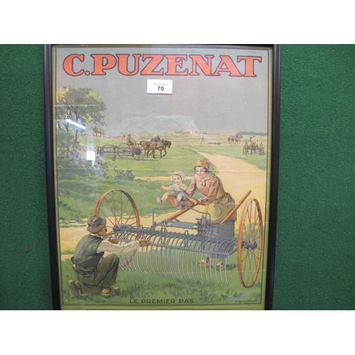 70 - 1919 original colour unused calendar poster for French Horse Drawn Equipment Manufacturer C Puzenat ... 