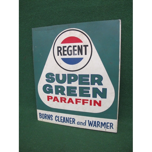 78 - Double sided aluminium advertising sign for Regent Super Green Paraffin, Burns Cleaner and Warmer, r... 