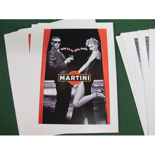 79 - Fifty Martini black and white promotional prints with red highlights comprising three different desi... 