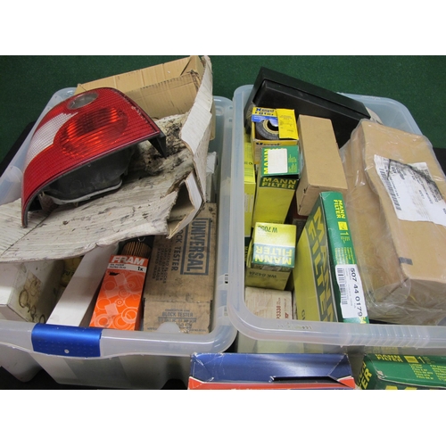 8 - Large quantity of mostly boxed car parts to include: fuel, air and oil filters, door lock actuator, ... 